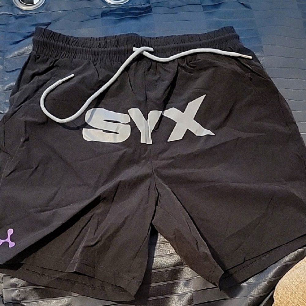 Black SYX Shorts with Purple Logo